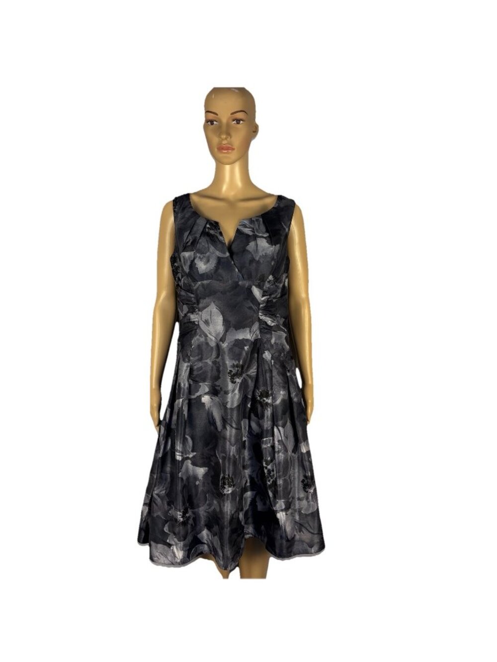 Adrianna Papell Women’s Dress Black Gray Grey Sleeveless Floral Size 10